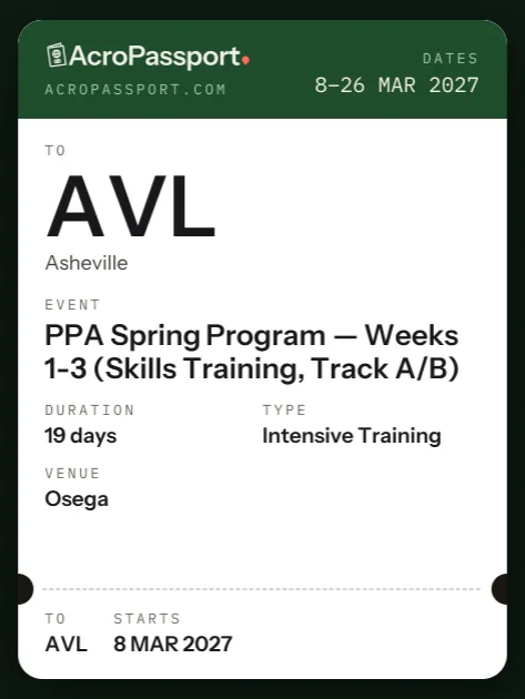 PPA Spring Program — Weeks 1-3 (Skills Training, Track A/B) — acroyoga training